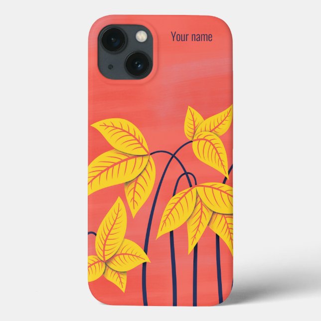 Abstrakte Blume Korallengeometrischer Name Case-Mate iPhone Hülle (Rückseite)