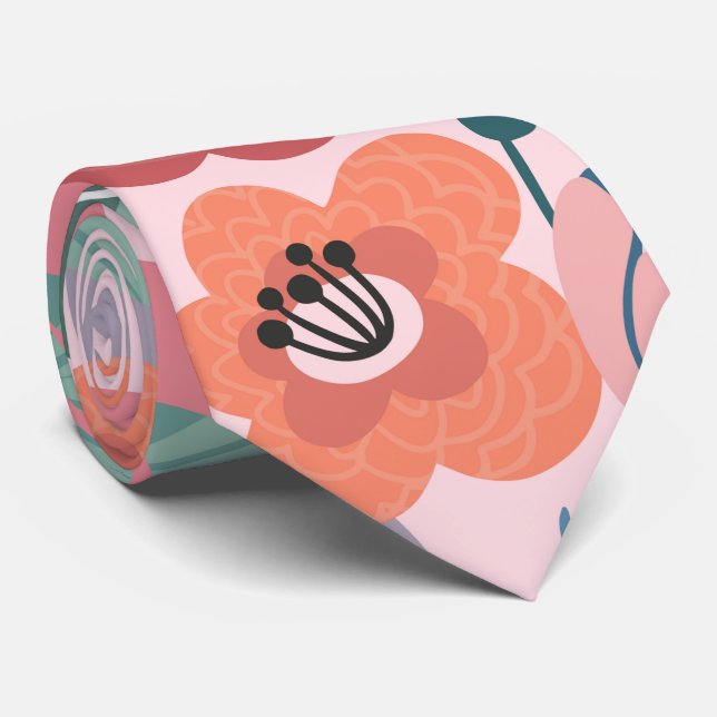 Abstrakte Blume Krawatte (Gerollt)
