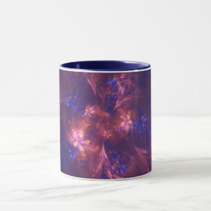 Abstrakte Blume Lila und blaue Muster Mix Tasse