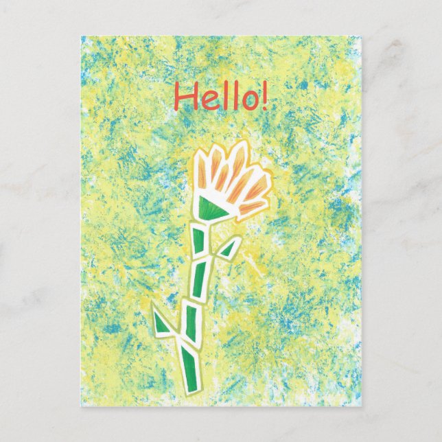Abstrakte Blume Malerei Hallo Postkarten (Vorderseite)