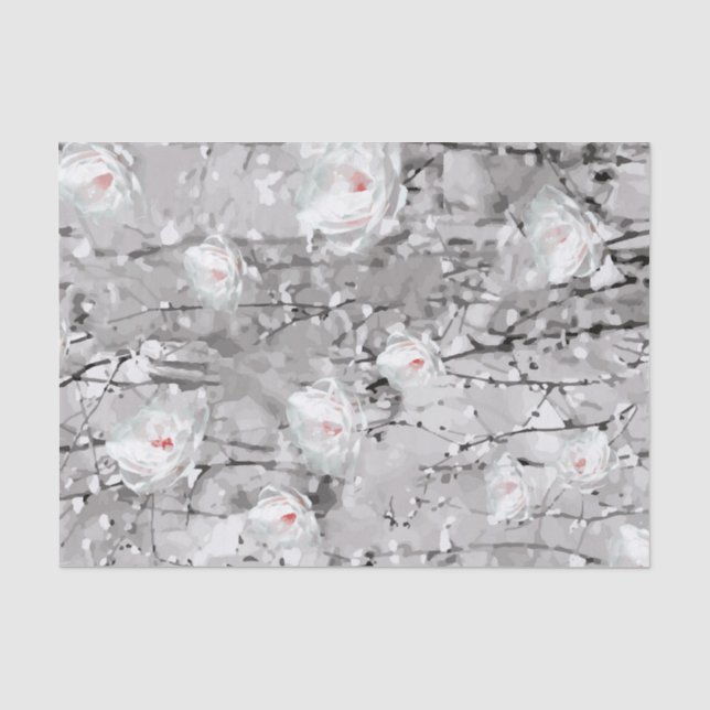 Abstrakte Blume mit schwarzem und weißem Schnee Seidenpapier (Vorderseite)
