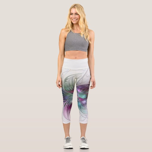 Abstrakte Blume Modernes Fraktal Kunst, Dichtung u Capri Leggings (Vorderseite)