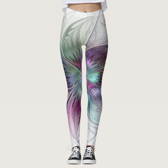 Abstrakte Blume Modernes Fraktal Kunst, Dichtung u Leggings (Vorderseite)