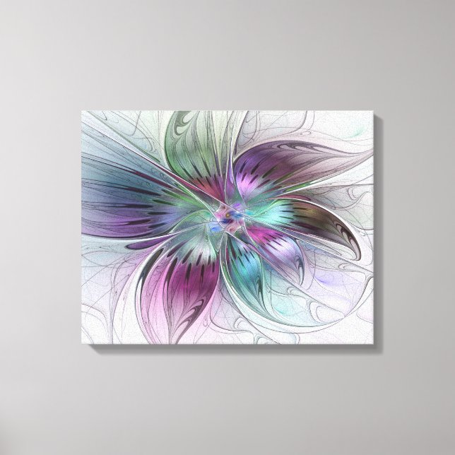 Abstrakte Blume Modernes Fraktal Kunst, Dichtung u Leinwanddruck (Vorderseite)