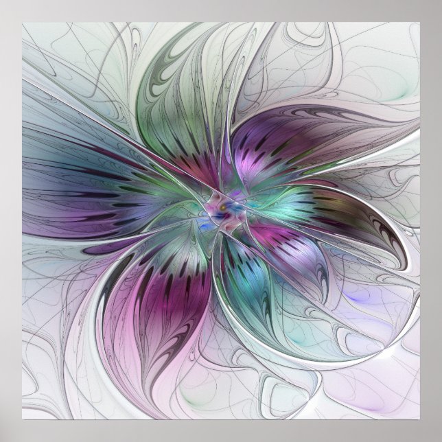 Abstrakte Blume Modernes Fraktal Kunst, Dichtung u Poster (Vorne)