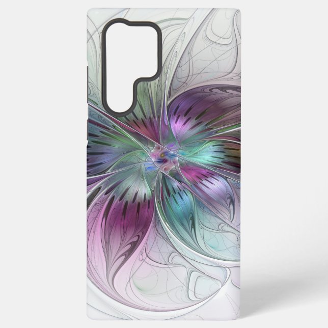 Abstrakte Blume Modernes Fraktal Kunst, Dichtung u Samsung Galaxy Hülle (Rückseite)