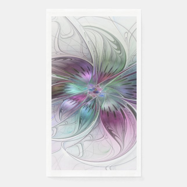 Abstrakte Blume Modernes Fraktal Kunst, Dichtung u Serviette (Vorderseite)