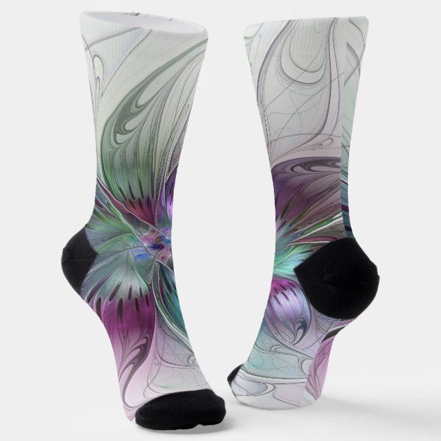 Abstrakte Blume Modernes Fraktal Kunst, Dichtung u Socken (Gewinkelt)