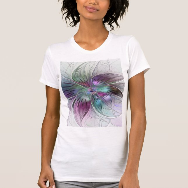 Abstrakte Blume Modernes Fraktal Kunst, Dichtung u T-Shirt (Vorderseite)