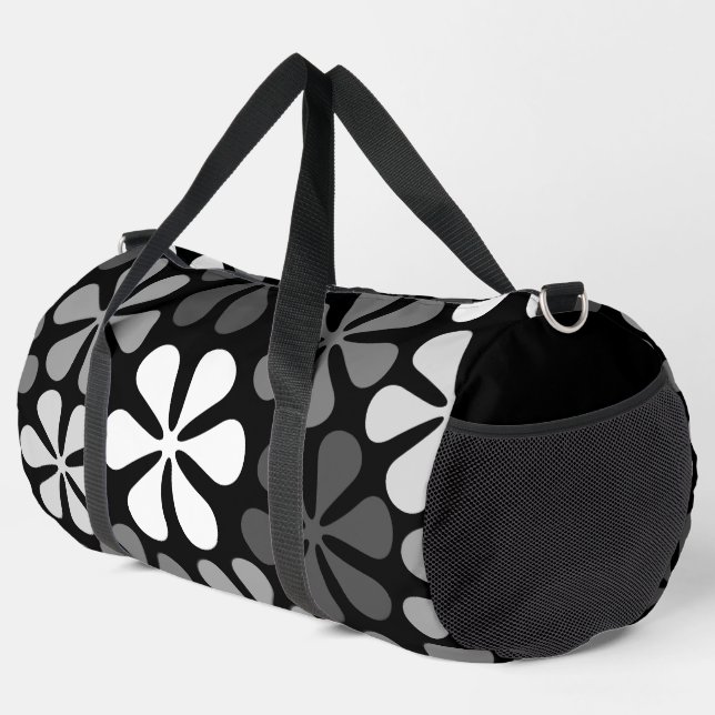 Abstrakte Blume Monochrome Duffle Bag (Rechte Ecke)