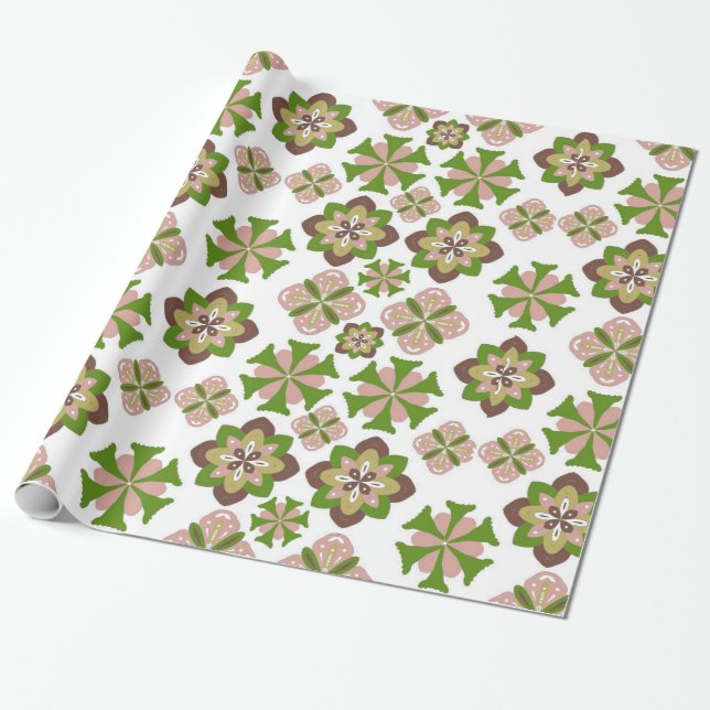 Abstrakte Blume nahtlose Muster Geschenkpapier (Ungerollt)