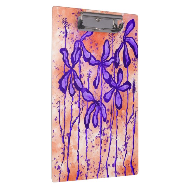 Abstrakte Blume Orange Lila Klemmbrett (Rechts)