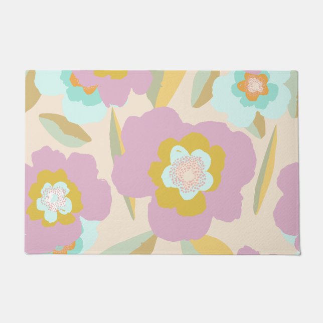 Abstrakte Blume | Pastell Lilac Floral Pattern Fußmatte (Vorderseite)