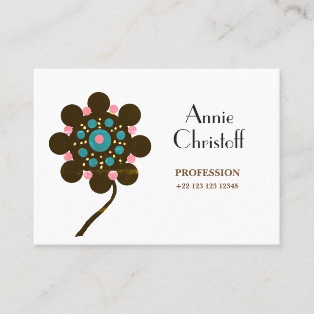 Abstrakte Blume Personalisierte Visitenkarte (Vorderseite)