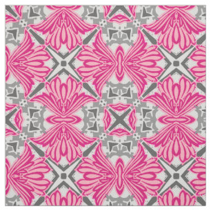 Abstrakte Blume Petals Fuchsia Pink und Grau Stoff