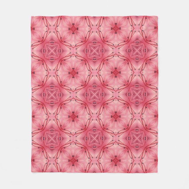 Abstrakte Blume Petals in Weich-Korallen rosa Fleecedecke (Vorderseite)