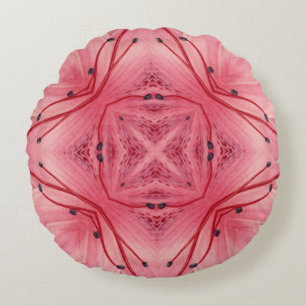 Abstrakte Blume Petals in Weich-Korallen rosa Rundes Kissen