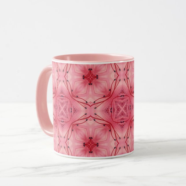 Abstrakte Blume Petals in Weich-Korallen rosa Tasse (Vorderseite Links)