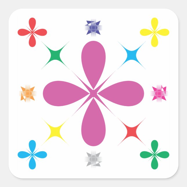 Abstrakte Blume Quadratischer Aufkleber (Vorderseite)