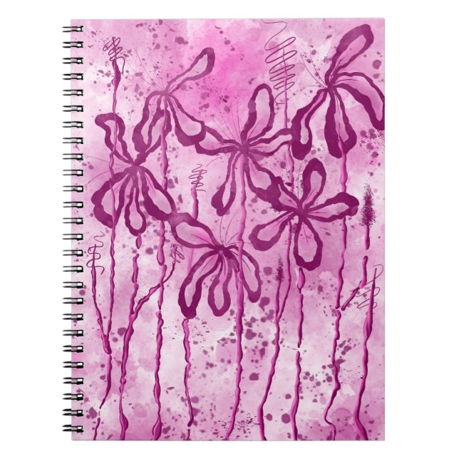 Abstrakte Blume Rosa Lilien Notizblock (Vorderseite)