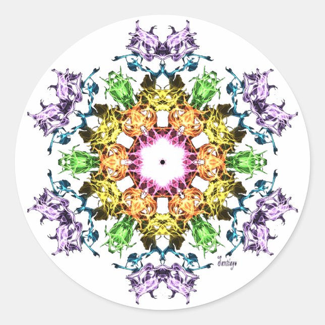 Abstrakte Blume Runder Aufkleber (Vorderseite)