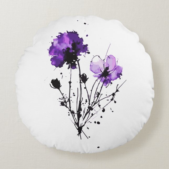 Abstrakte Blume Rundes Kissen (Vorderseite)