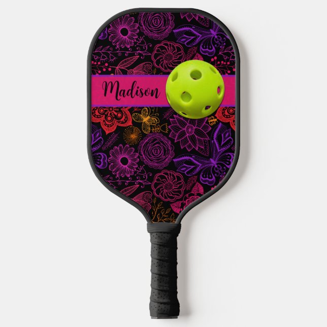 Abstrakte Blume, Schmetterlinge Pickleball Prinzes Schläger (Vorderseite)