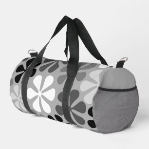 Abstrakte Blume Schwarz-weiß Grau Duffle Bag