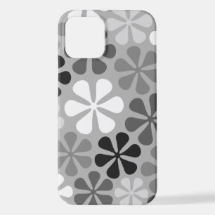 Abstrakte Blume Schwarz-weiß Grau iPhone 12 Hülle