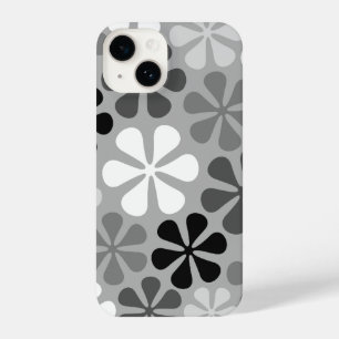Abstrakte Blume Schwarz-weiß Grau iPhone 14 Hülle