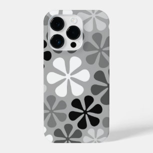 Abstrakte Blume Schwarz-weiß Grau iPhone 14 Pro Hülle