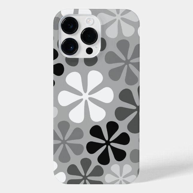 Abstrakte Blume Schwarz-weiß Grau iPhone 14 Pro Max Hülle (Rückseite)