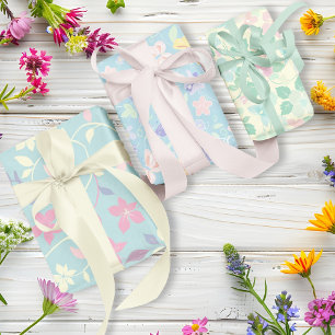 Abstrakte Blume Spring Soft Pastel Set 3 Geschenkpapier Set