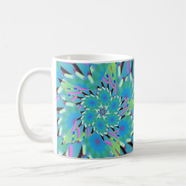 Abstrakte Blume-Sterne-Design in sanften Blautönen Kaffeetasse (Links)