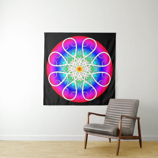 Abstrakte Blume Triptychband Wandteppich (Beispiel)