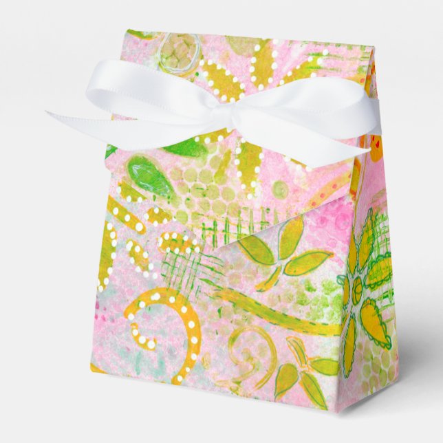 Abstrakte Blume und Blätter Geschenkschachtel (Vorderseite)