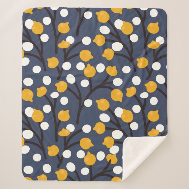 Abstrakte Blume und Blätter Sherpadecke (Vorderseite)