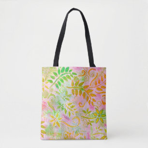 Abstrakte Blume und Blätter Tasche