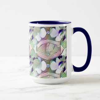 Abstrakte Blume und Perlen Blue Big Tasse