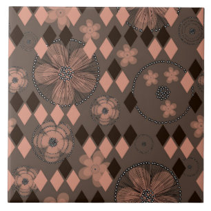 Abstrakte Blume und Rhombusse Fliese