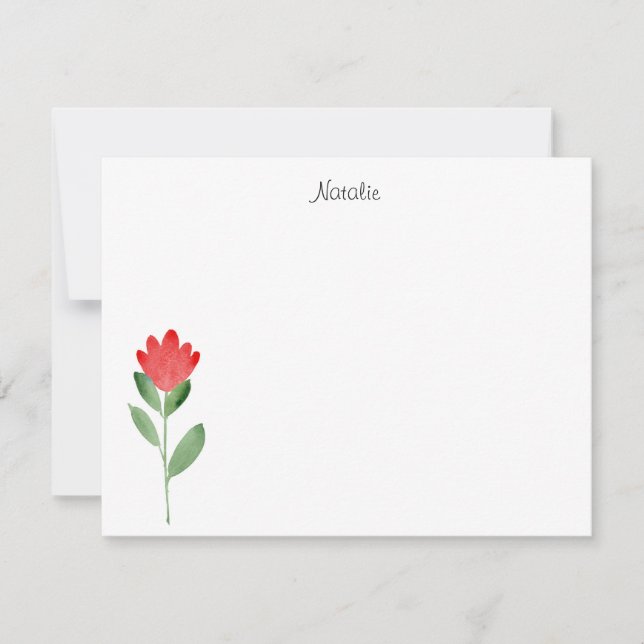 Abstrakte Blume von Red Watercolor Mitteilungskarte (Vorderseite)