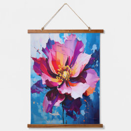 Abstrakte Blume Wandteppich Mit Holzrahmen