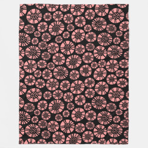 Abstrakte Blumen 031023 - Sanftes Rosa Fleecedecke