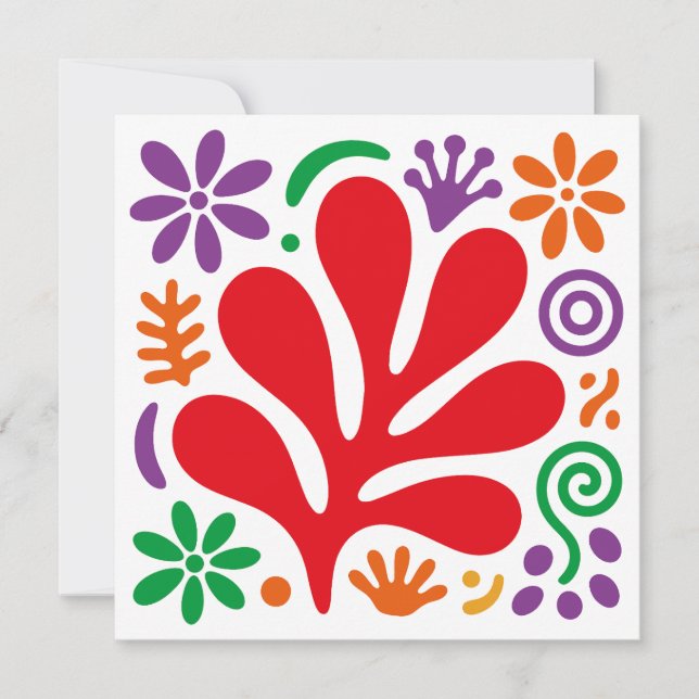 Abstrakte Blumen-Flatcard – Farbige moderne Volksk (Vorderseite)