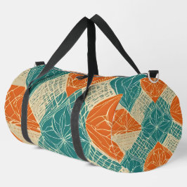Abstrakte Blumen in Türkis, Orange und Beige Duffle Bag