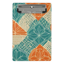 Abstrakte Blumen in Türkis, Orange und Beige Mini Klemmbrett