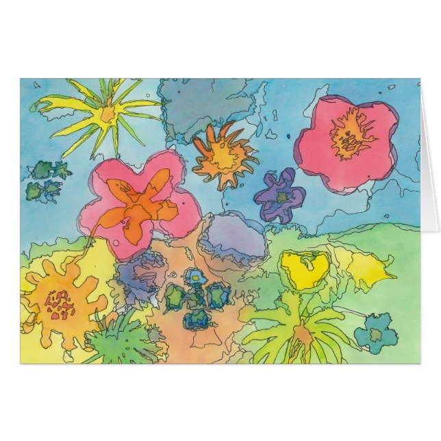 Abstrakte Blumen-Karte (Vorderseite (Horizontal))