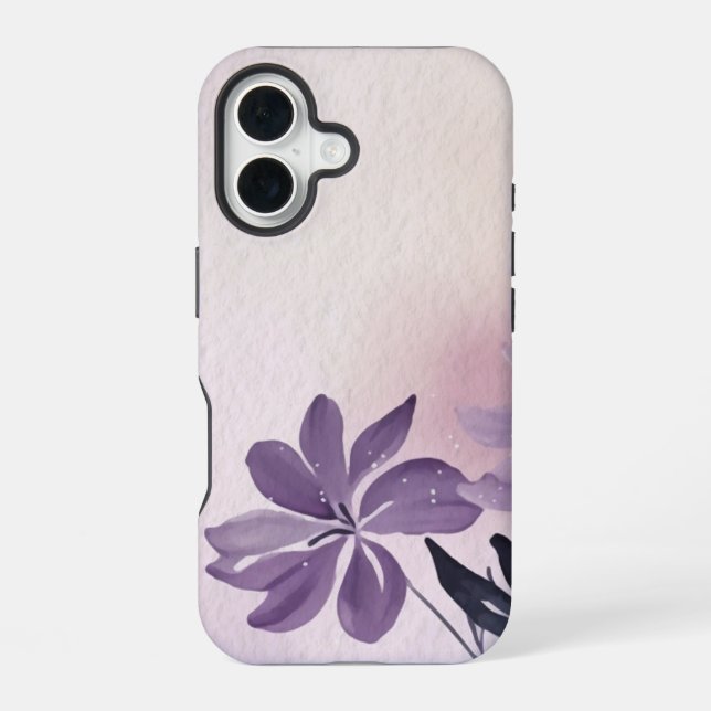 Abstrakte Blumen-Lila-Creeping-Phlox iPhone 16 Hülle (Rückseite)