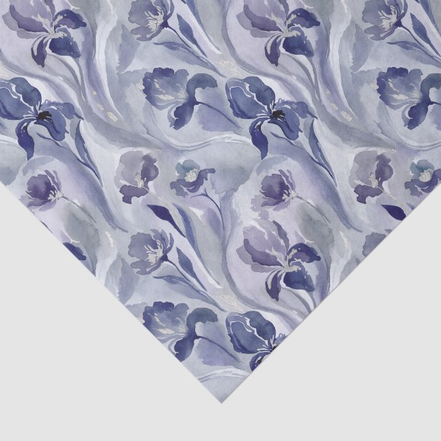 Abstrakte Blumen Muster Indigo Lila Iris Seidenpapier (Ausschnitt)