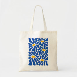 Abstrakte Blumen-Tasche | Blaue Retro-Kunst Tragetasche